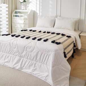 Piecera Tejido Bohemio De Algodon / Lino 70x210 Cm Verde