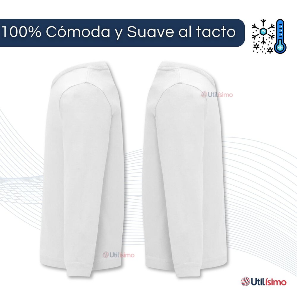 Camiseta Polera Polar Manga Larga Niño Primera Capa Blanco image number 4.0