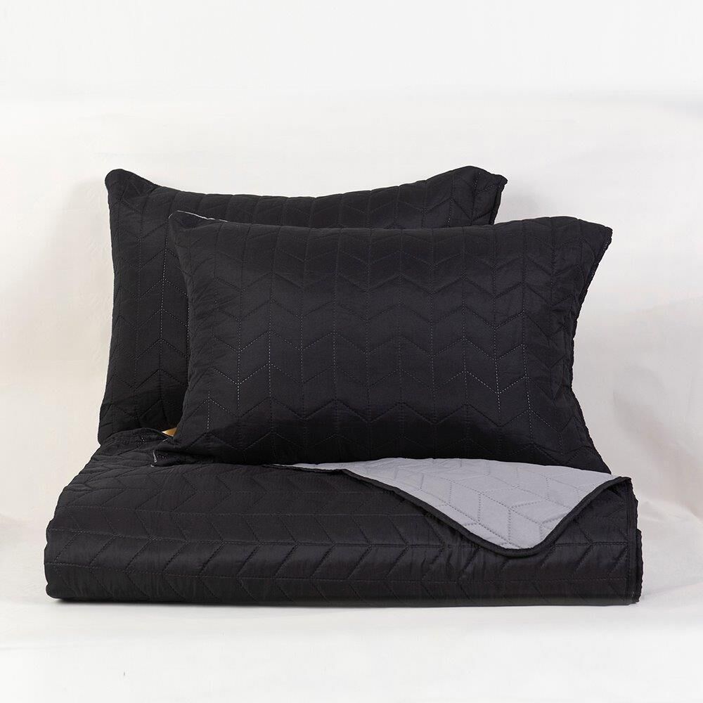 Cubrecama Quilt Liso King Negro - Gris image number 4.0