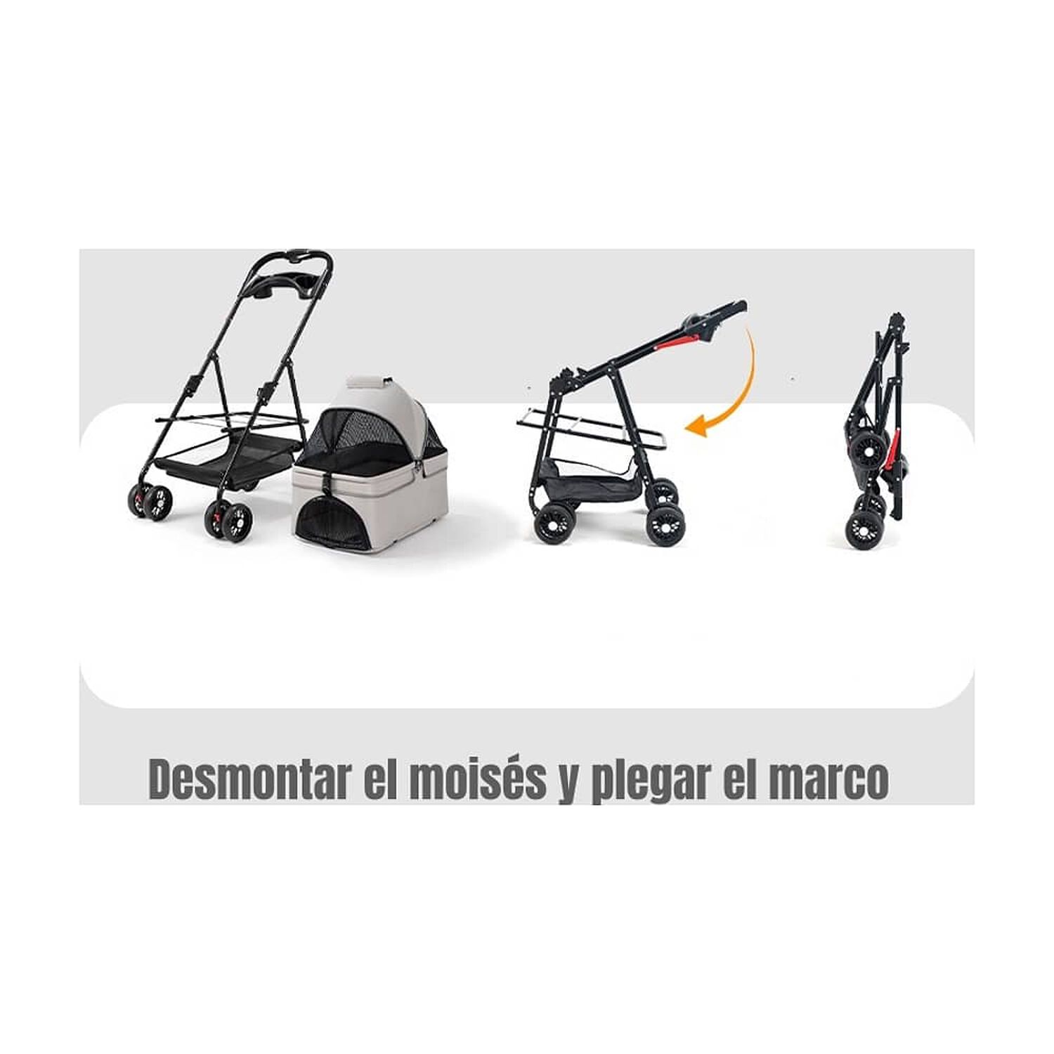 Coche Para Mascotas Perros Gatos 2 En 1 Lubabycas Gris image number 5.0