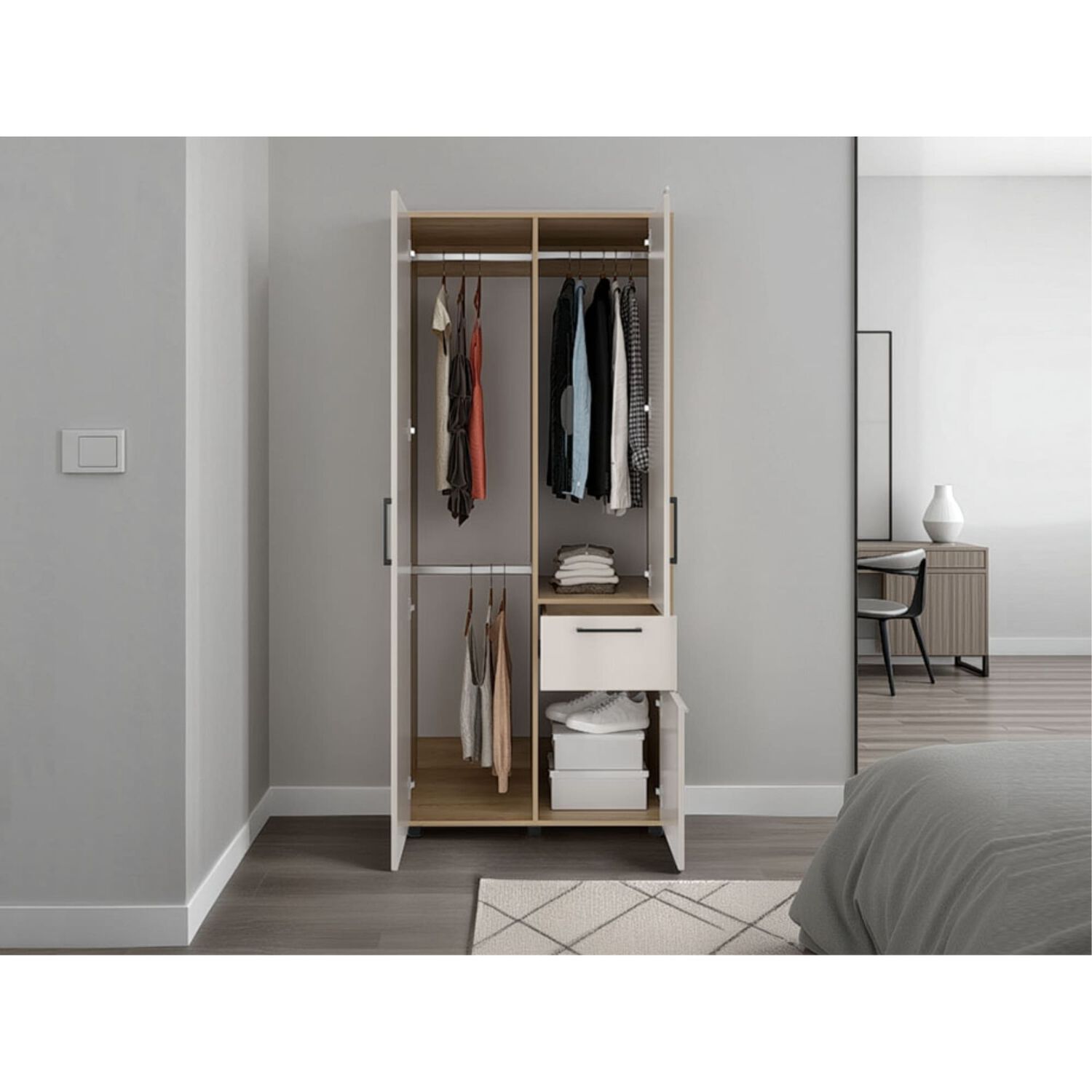 Closet 3 Puertas Y1 Cajon 180x80x52 Cm Caf&eacute; Claro image number 5.0