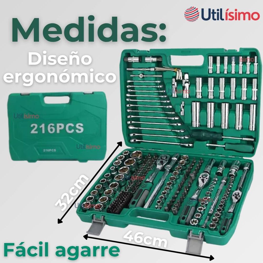 Set Caja De Herramientas 216 Piezas Dados Y Llaves Acero Cromo image number 2.0