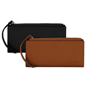 2 Billeteras De Mujer Delia Negra Y Brown Carven
