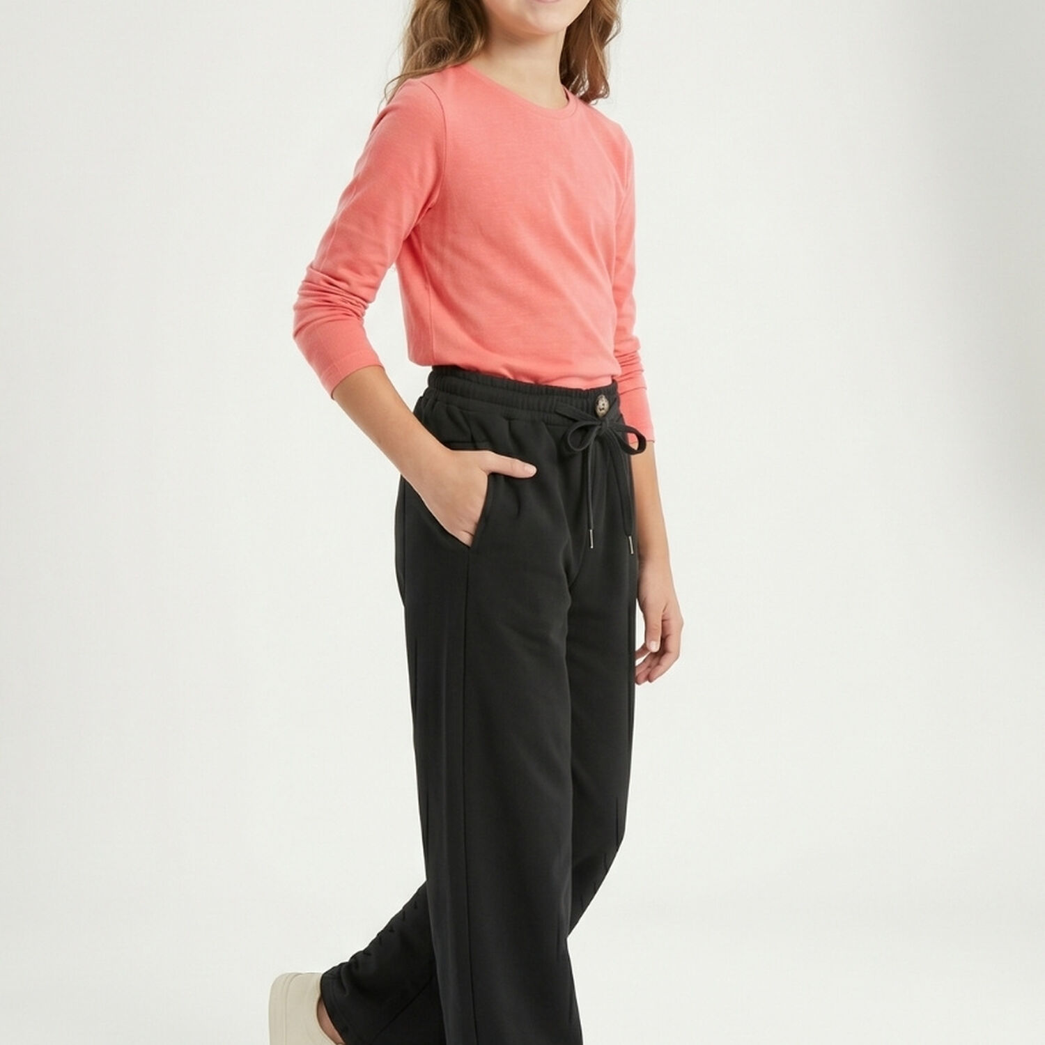 Pantalon Ancho Ni&ntilde;a Palazzo Holgado Con Cintura Elastica image number 2.0