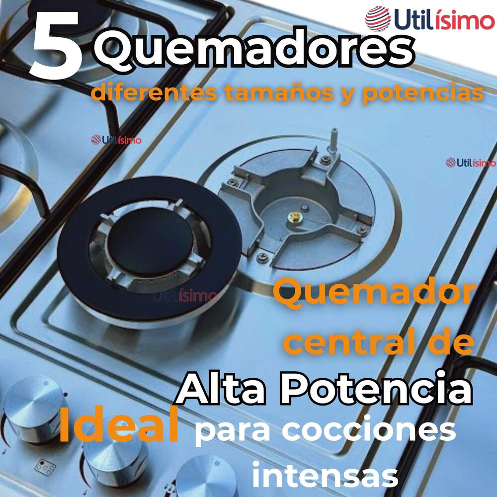 Cocina Encimera Gas Licuado 5 Platos Acero Inoxidable image number 5.0