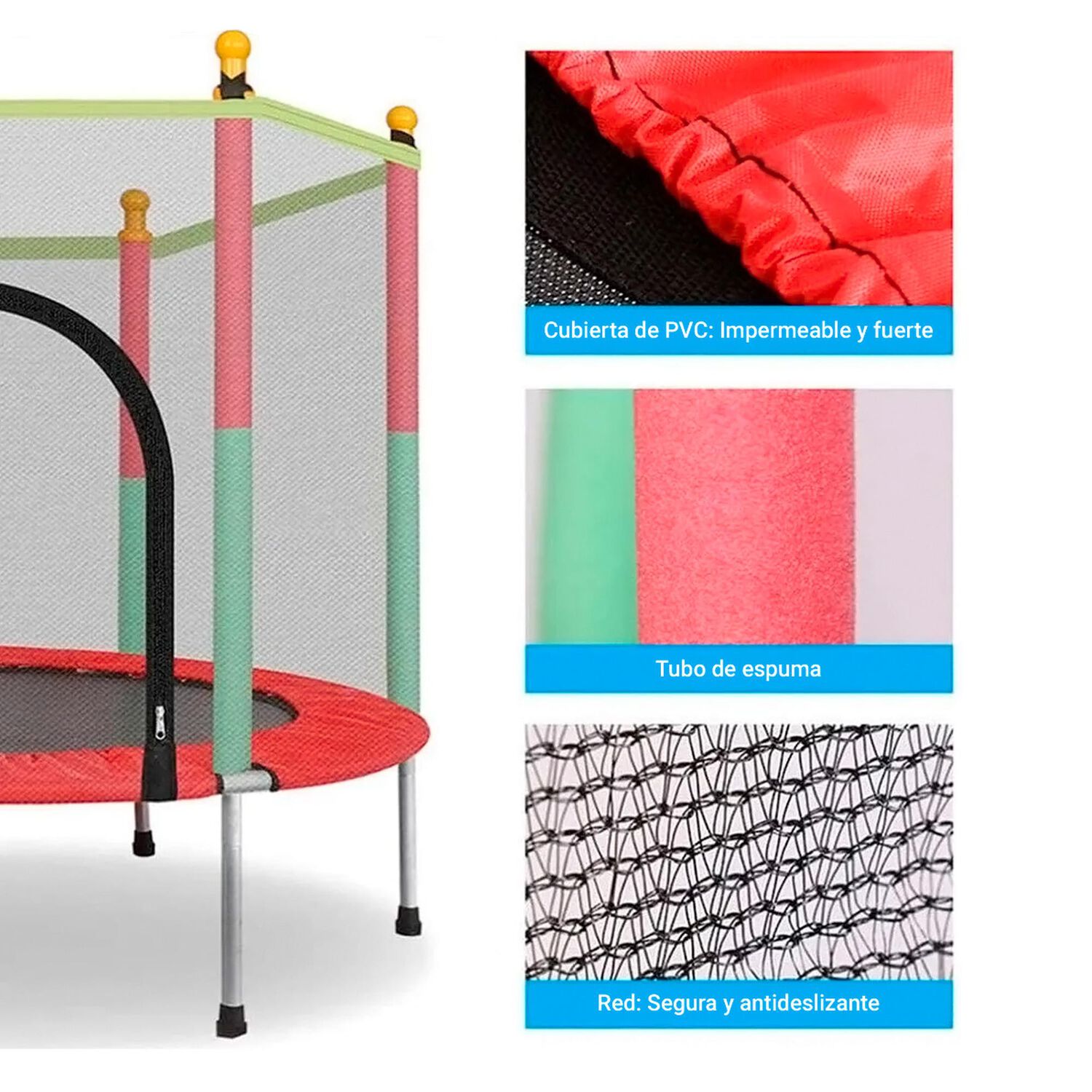 Cama El&aacute;stica Con Red De Seguridad Para Ni&ntilde;os 1,4 Mts Negro image number 2.0