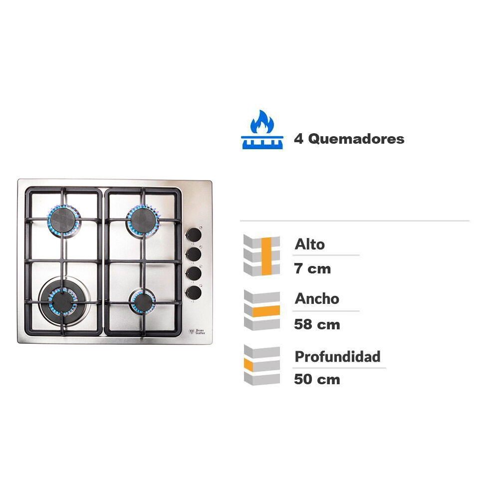 Encimera Ursus Trotter G4 Tc Ff  / 4 Quemadores / Gas Licuado image number 1.0