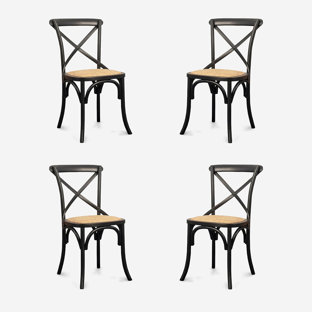 Pack 4 Sillas De Comedor Crossback Madera Negra image number 0.0