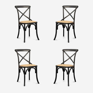 Pack 4 Sillas De Comedor Crossback Madera Negra