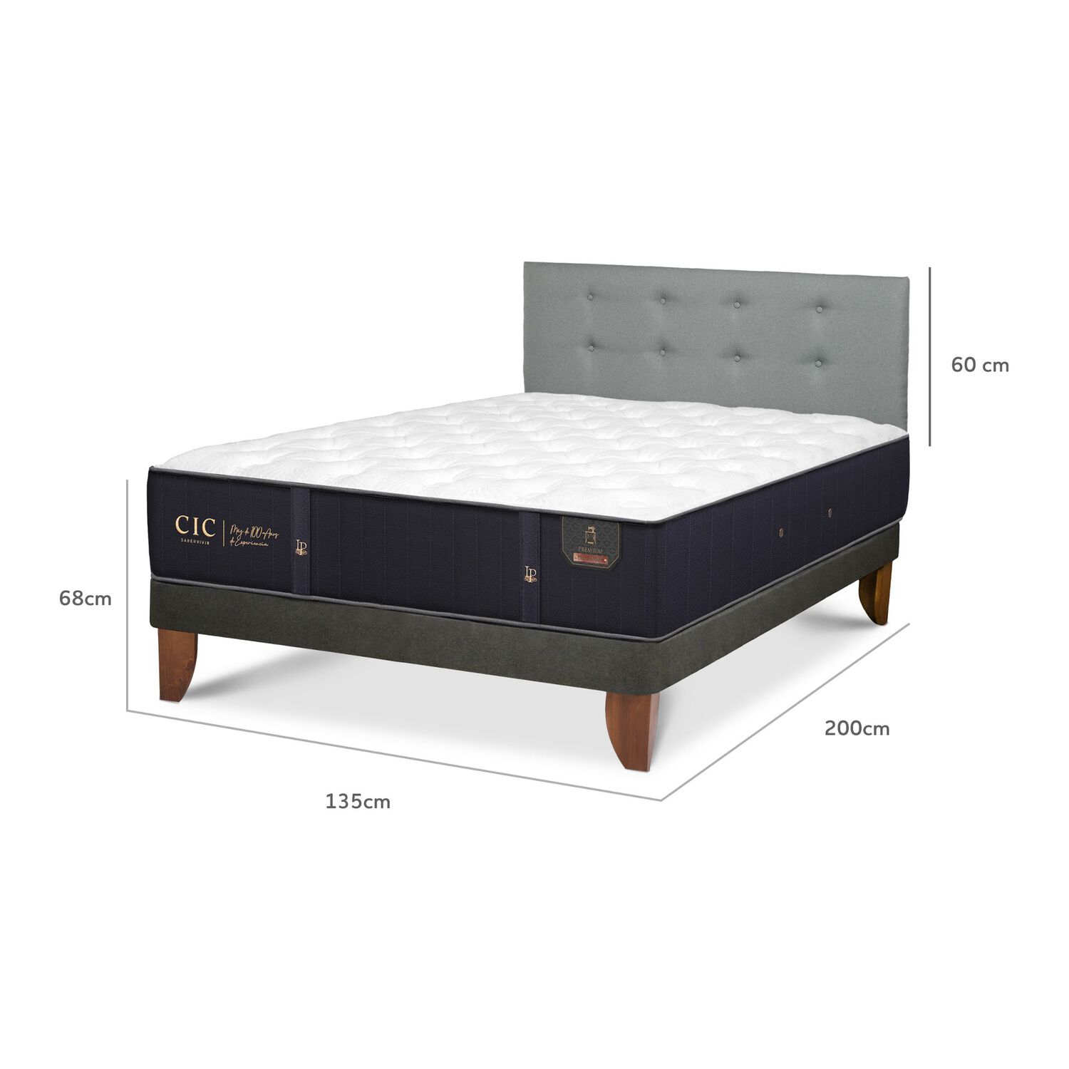 Cama Europea Cic Premium / Full / Base Normal + Respaldo image number 2.0