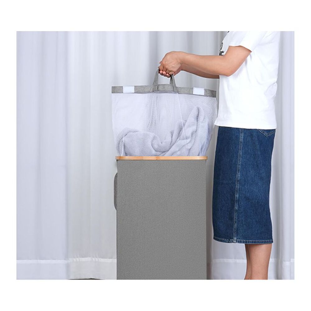 Cesto Ropa Sucia 75l Con Tapa Bolsa Extraible Gris image number 1.0