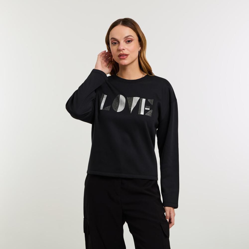 Polerón Estampado Aplicación Folia Y Strass Cuello Redondo Mujer Kimera image number 0.0