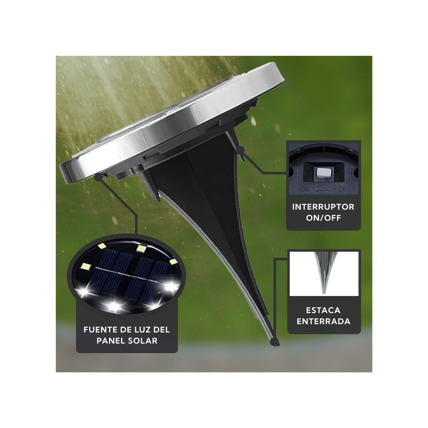 4 Luces Led De Piso Solar Contra Agua image number 6.0