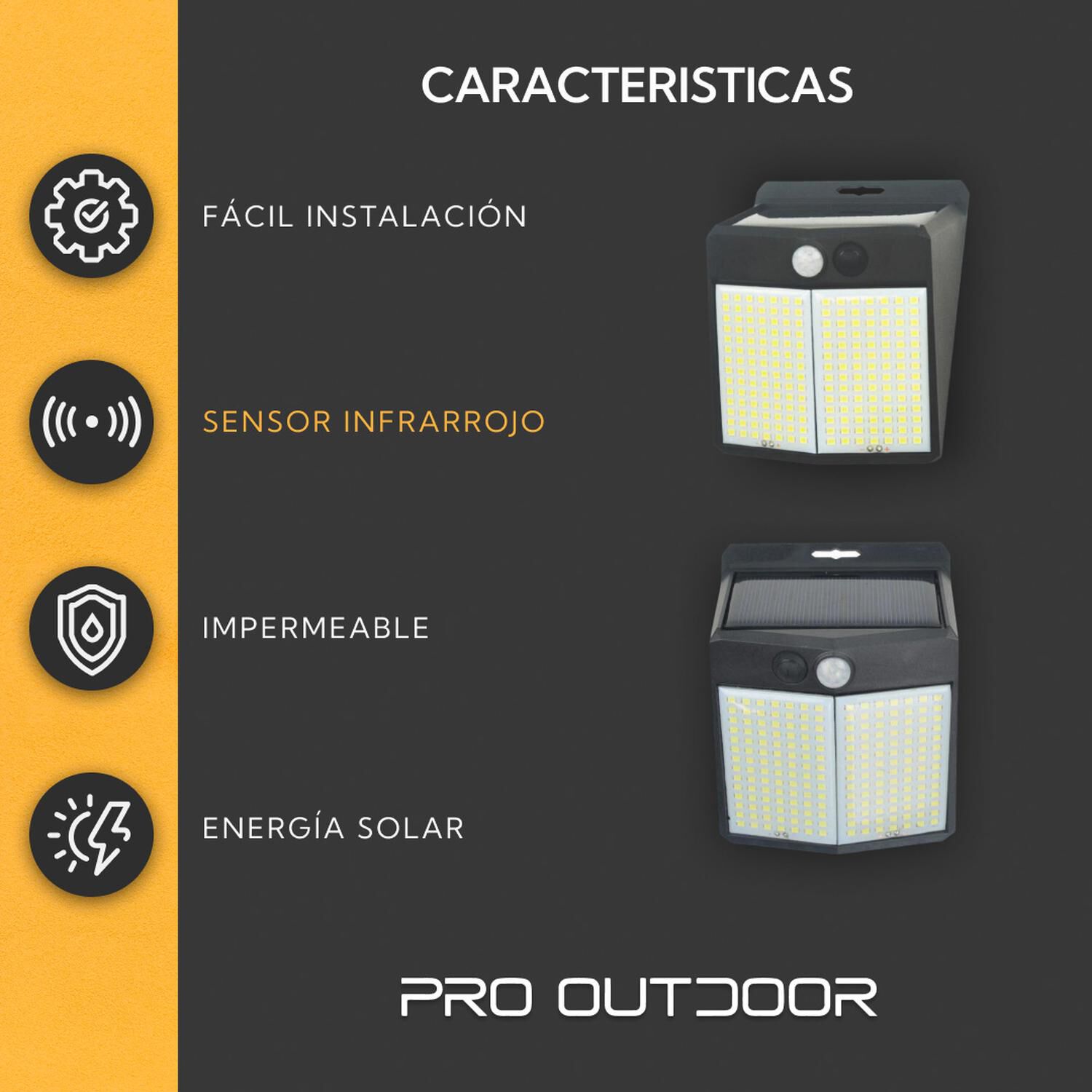 Pack 4 Aplique 196 Led Solar Contra Agua image number 2.0