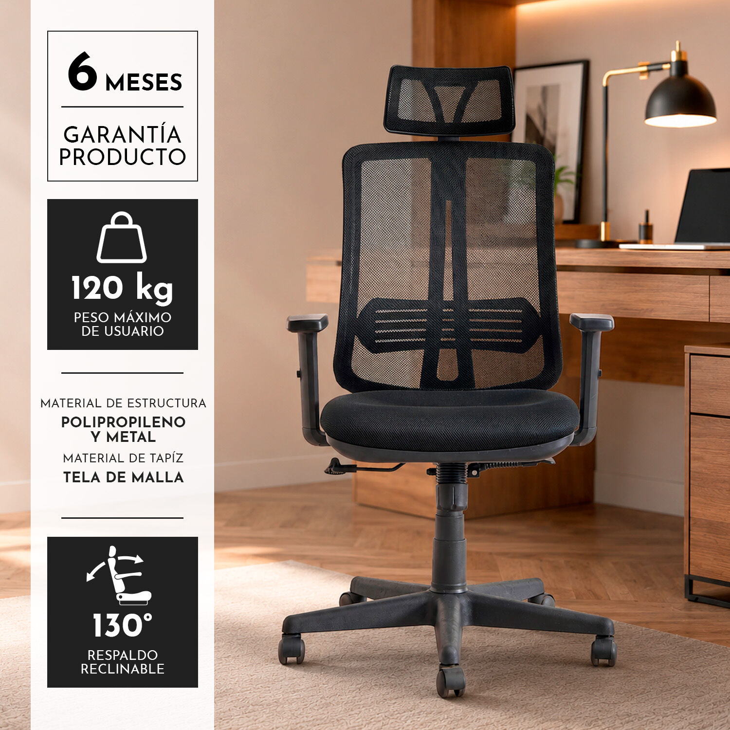 Silla De Escritorio Autonomous Full - Negro image number 2.0
