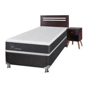 Box Spring Cic Ortopedic / 1.5 Plazas / Base Normal + Set De Maderas