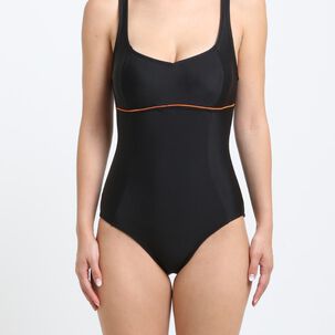 Traje De Baño Deportivo Corte Busto Naranjo Con Protección Uv Integrada