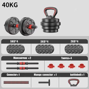 Mancuernas 40 Kg Barra Ajustables 3 En 1