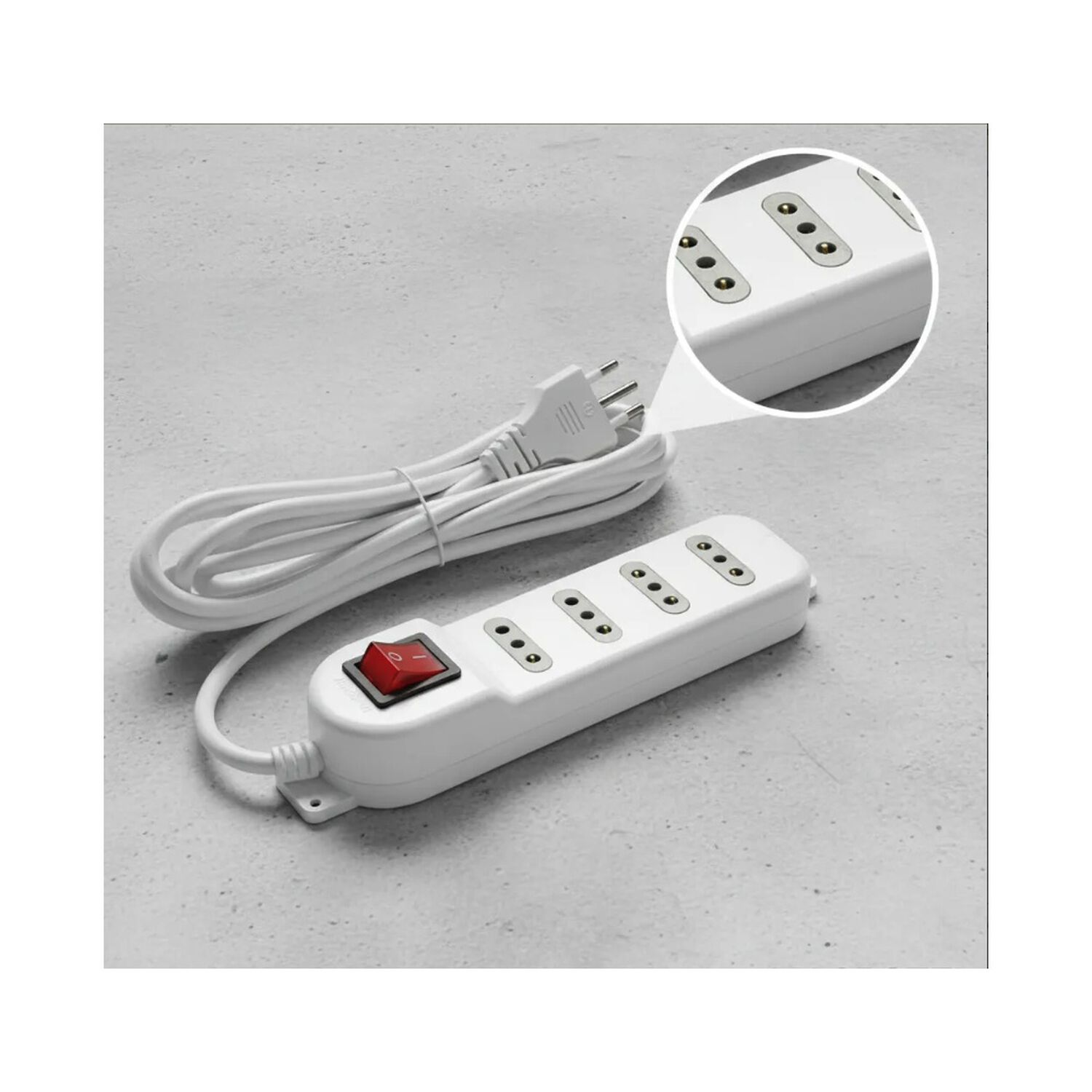 Alargador Zapatilla Con Switch 4 Posiciones 3 Metros Blanco image number 4.0