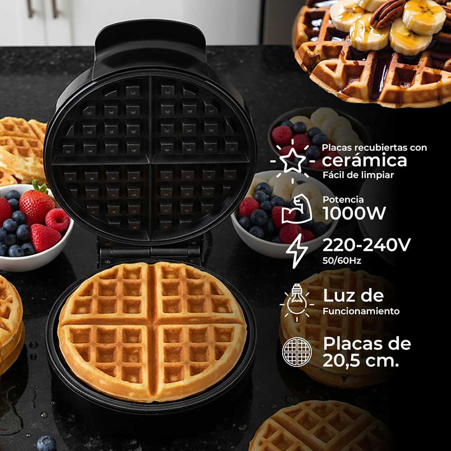 M&aacute;quina De Waffles Belgian Crisp Con Revestimiento De Cer&aacute;mica Antiadherente image number 4.0