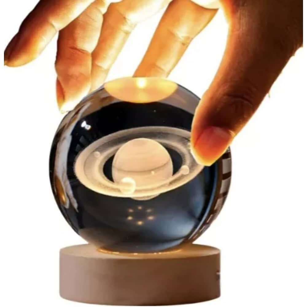 Luz Nocturna Luz De Cristal Esfera Planeta Saturno image number 3.0