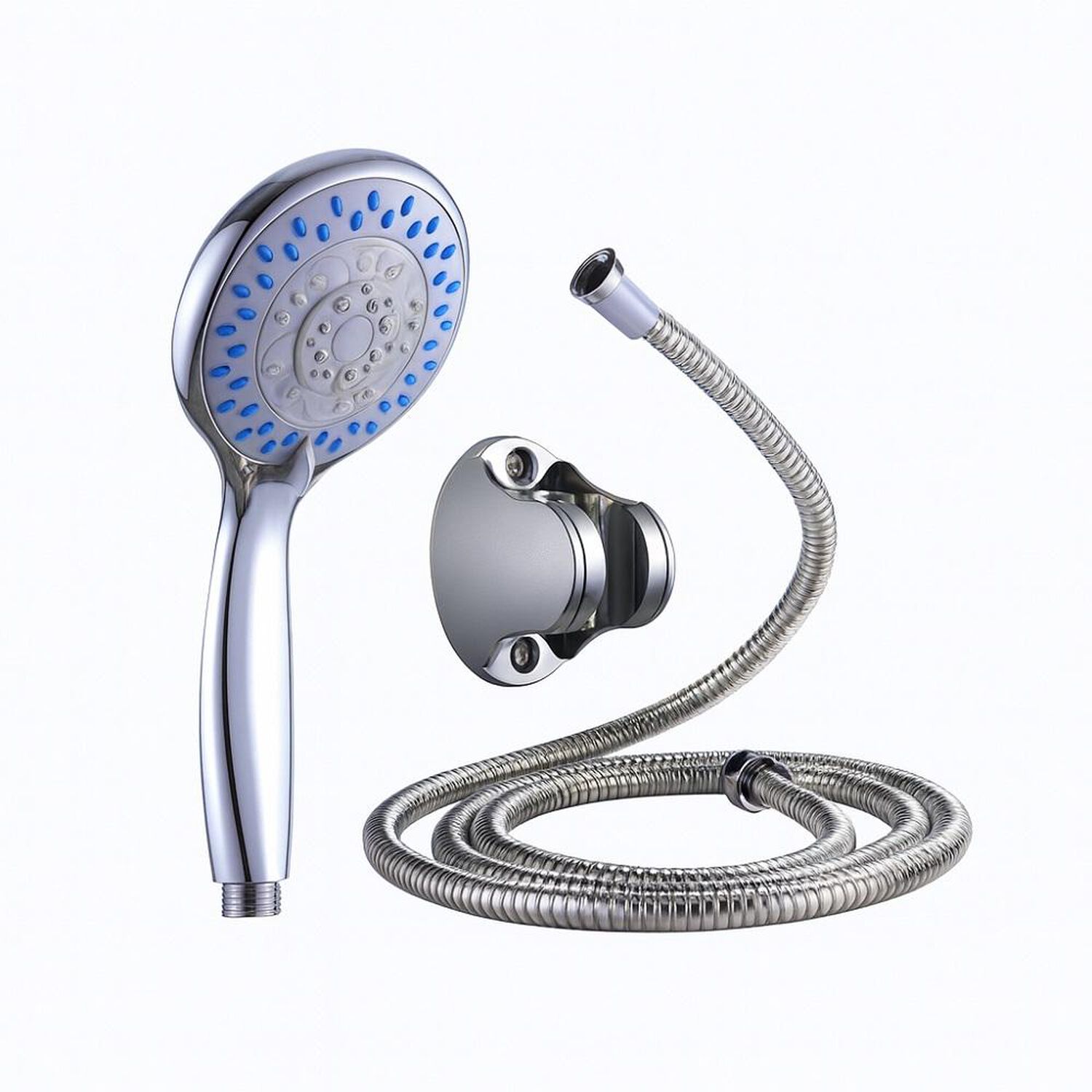 Kit De Ducha Tel&eacute;fono Manguera Soporte Cromado Acero Inox image number 0.0