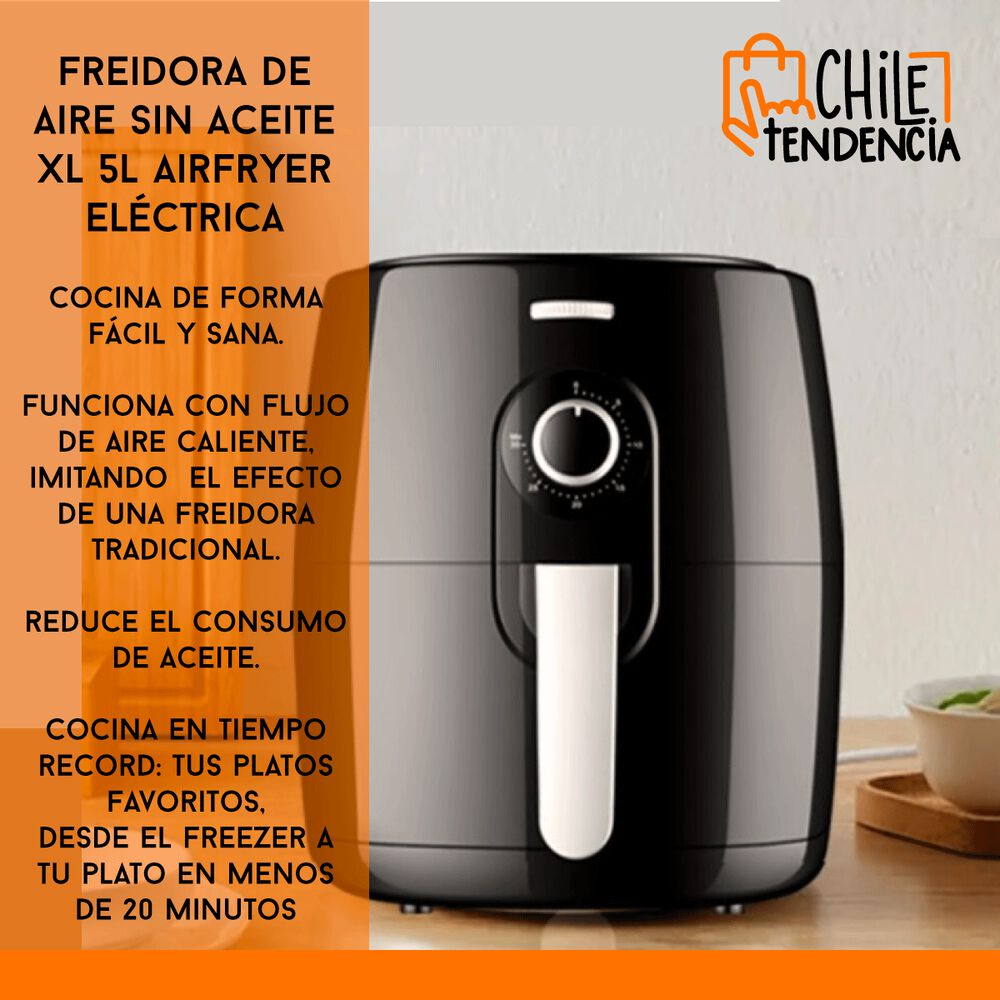 Freidora De Aire Sin Aceite Xl 5l Airfryer Eléctrica image number 4.0