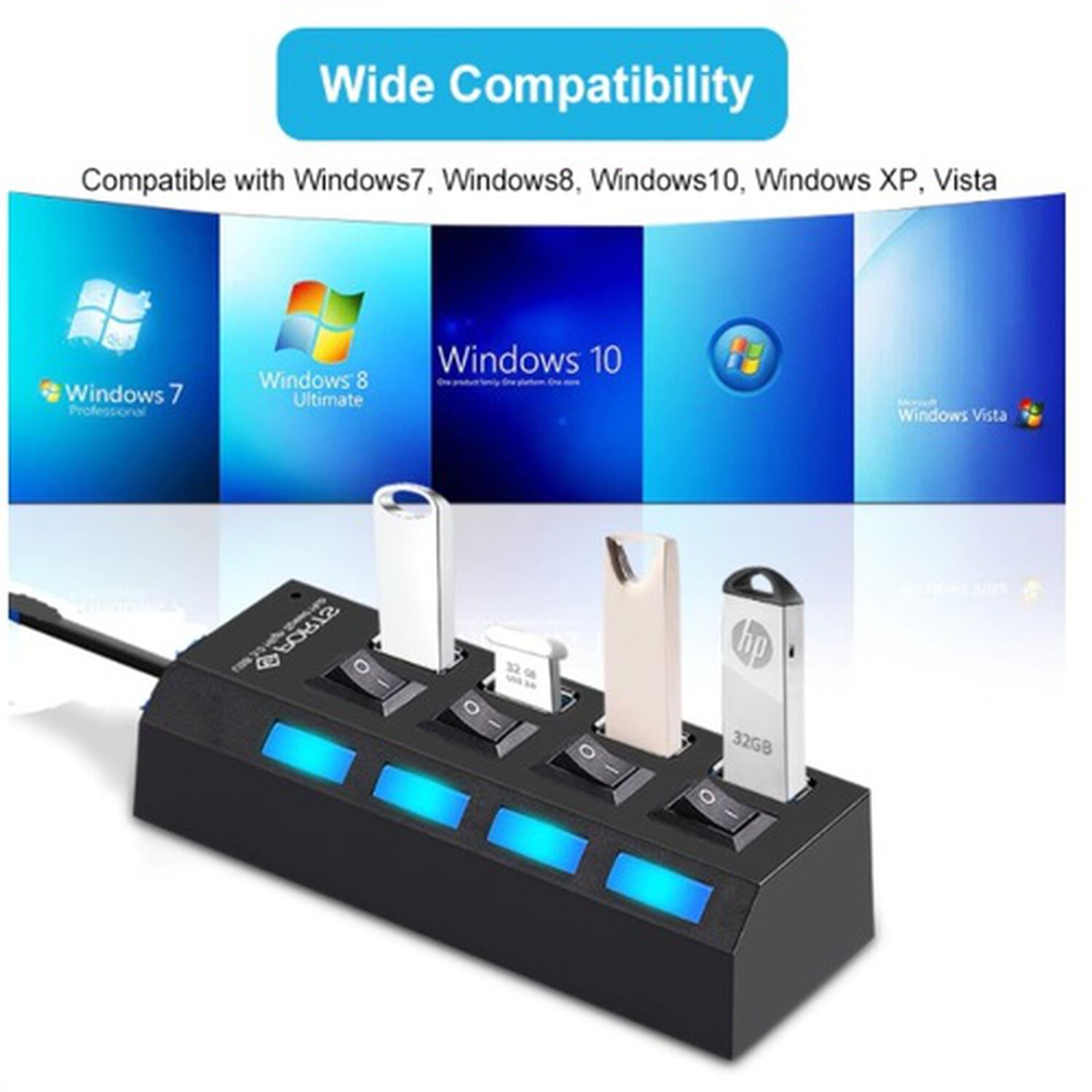 Multipuerto Hub 4 Usb Extension 4 Puertos Extensor image number 2.0