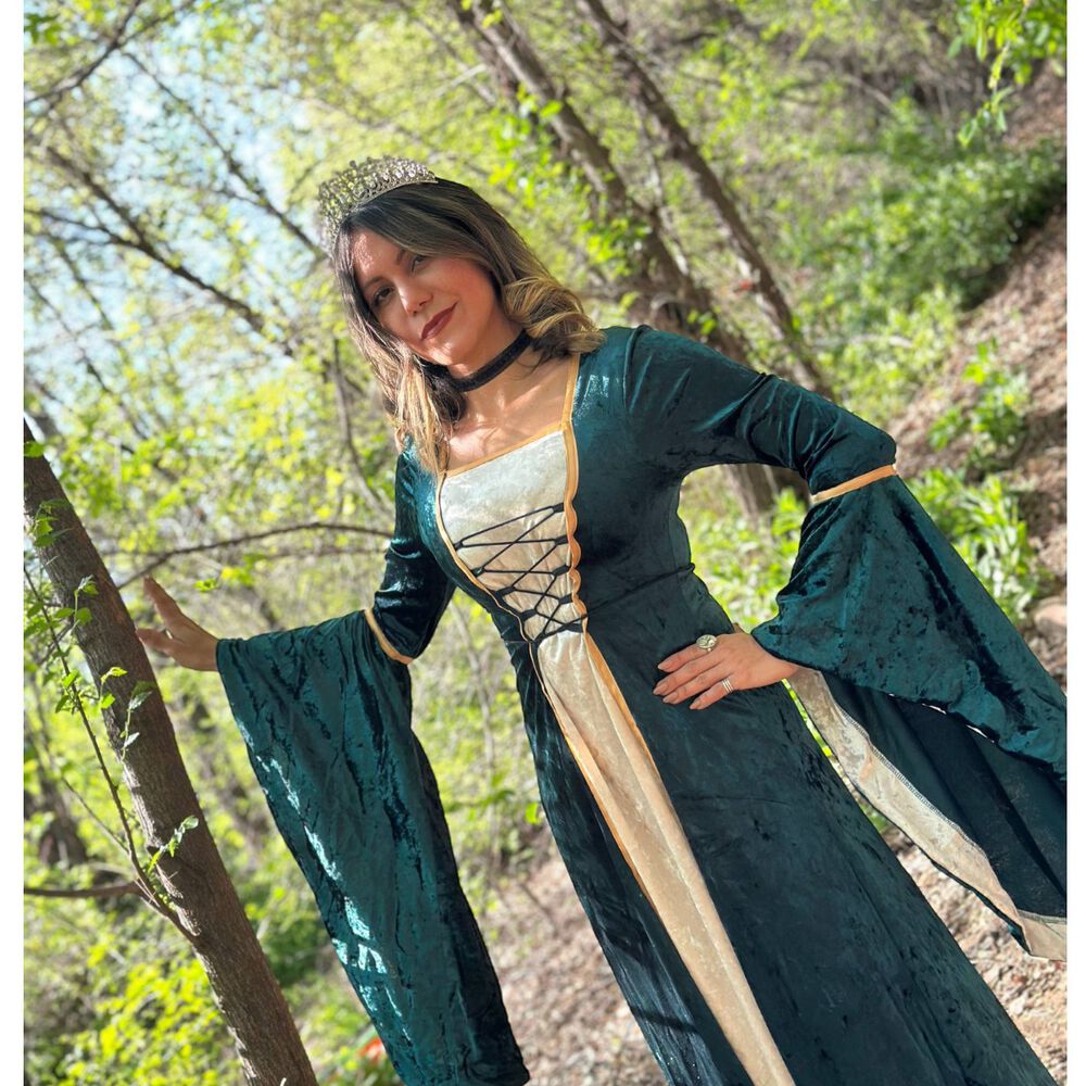 Disfraz Medieval Renacentista Para Mujer Vestido Largo Con Cordones G&oacute;tico image number 11.0