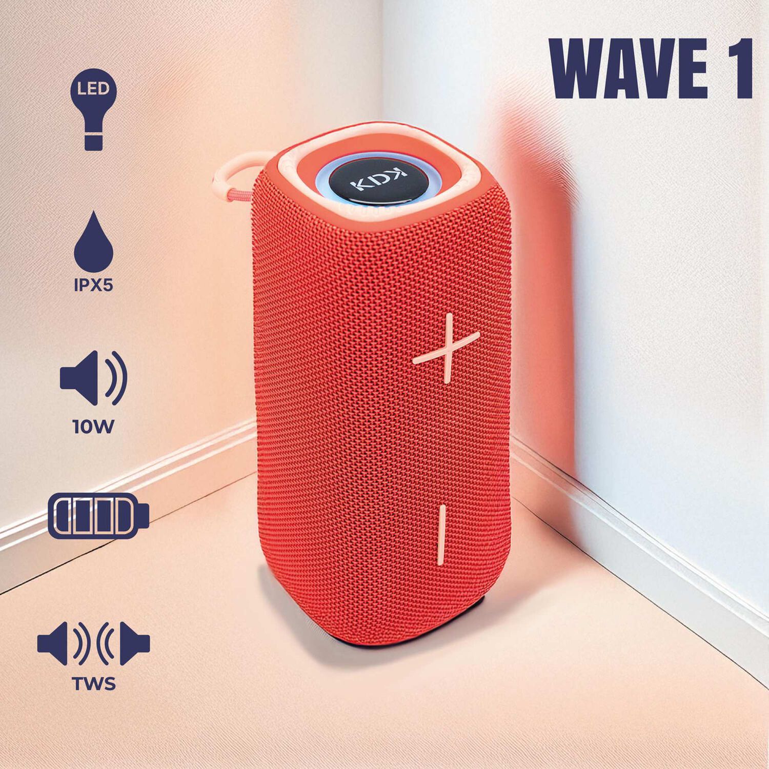 Parlante Mini Bluetooth Kdk Wave 10w Naranjo image number 1.0