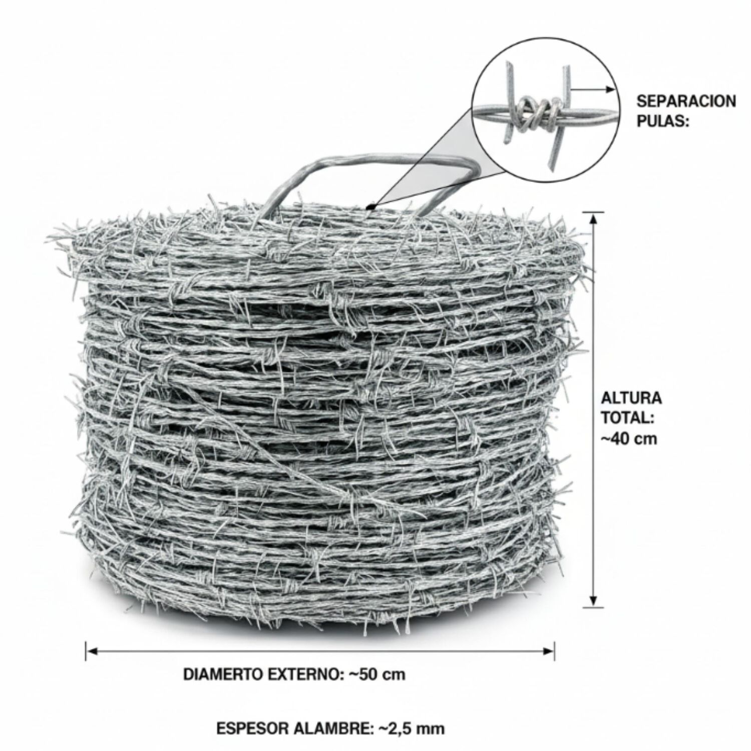 Alambre Puas Galvanizado Rollo 14 X 100mt Alta Resistencia image number 3.0