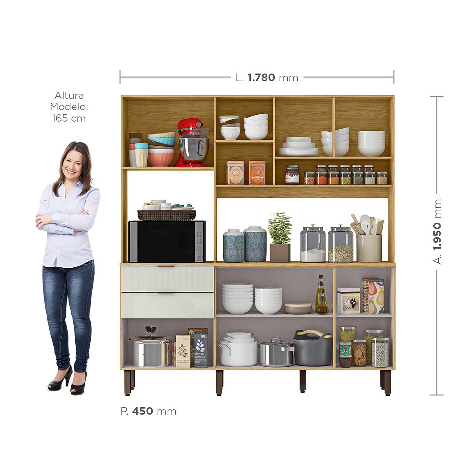 Kit Mueble De Cocina Magnolia Marrocos/ Off White 195x38x177,9 image number 2.0