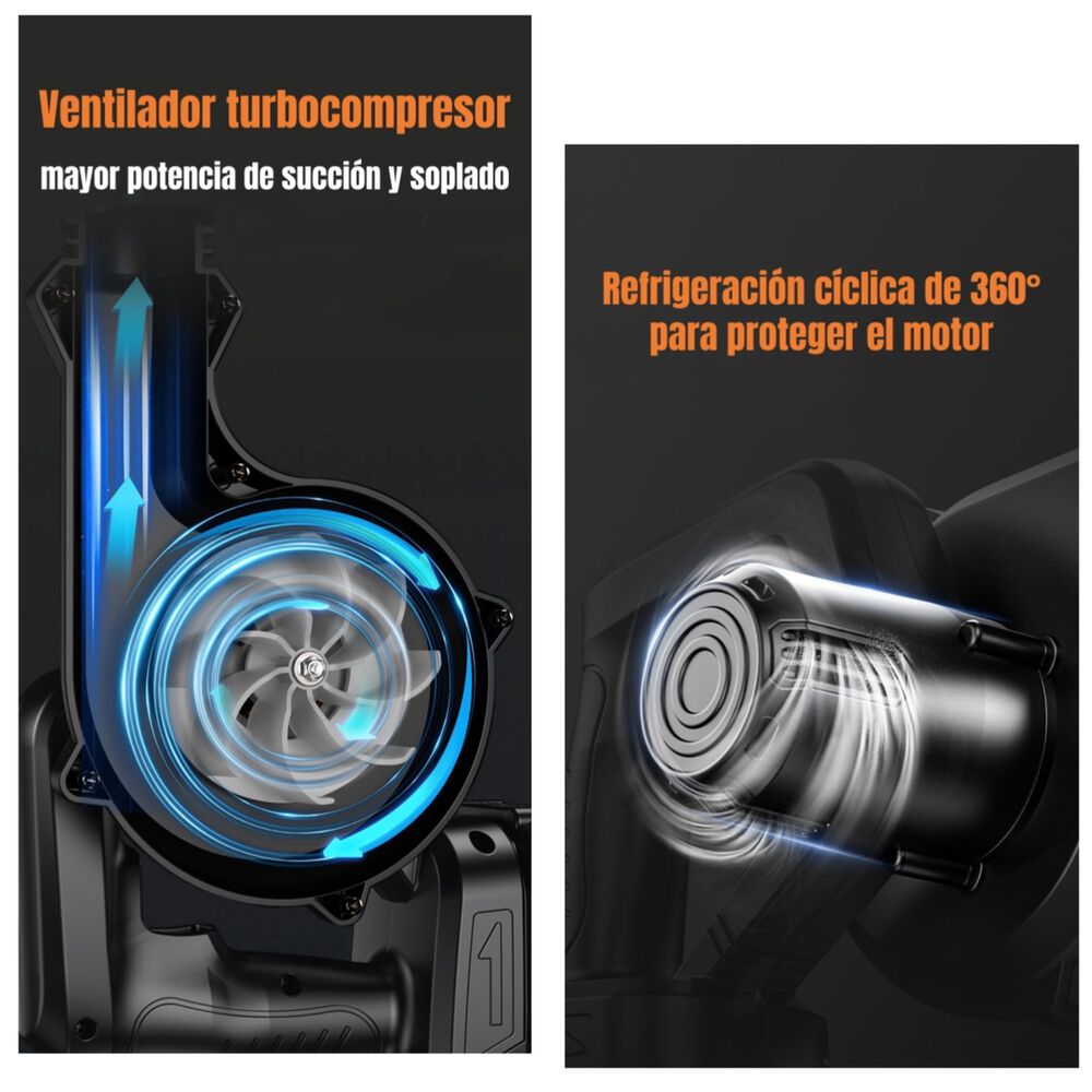 Sopladora Aspiradora Inal&aacute;mbrica 2 Bater&iacute;as 21v C01 image number 4.0