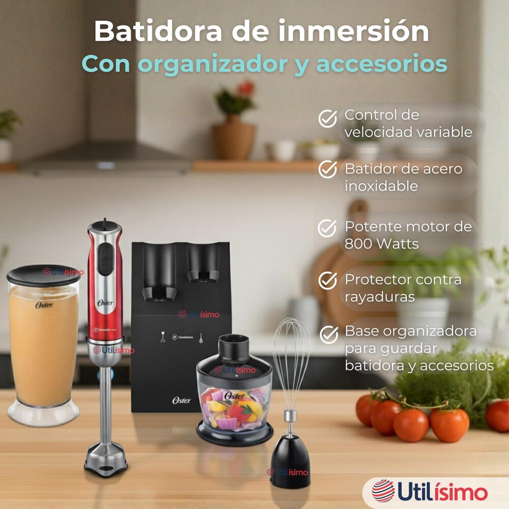 Batidora De Inmersi&oacute;n Oster Roja Con Organizador Y Accesorios image number 1.0