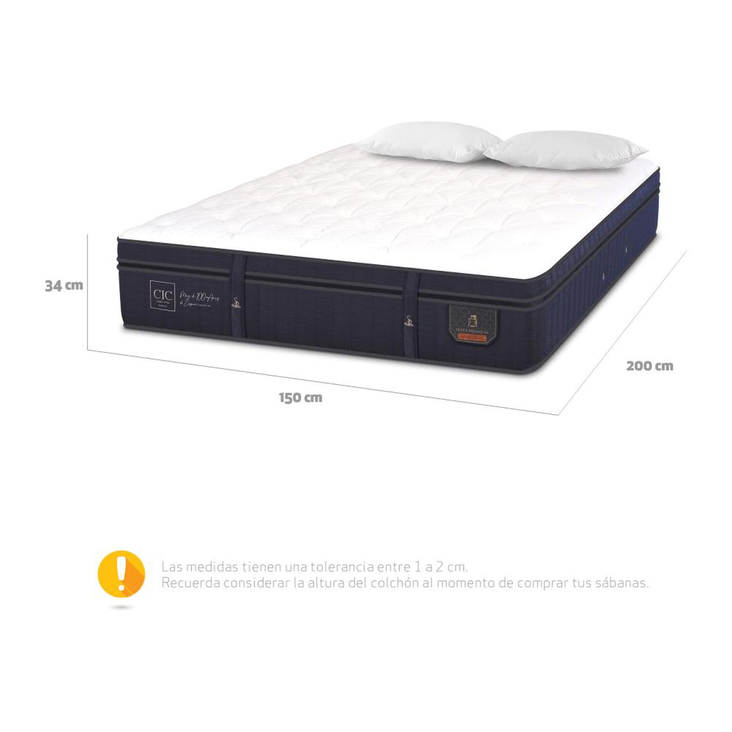 Colch&oacute;n Cic Super Premium / 2 Plazas + Almohadas / 200 Cm x 150 Cm image number 4.0