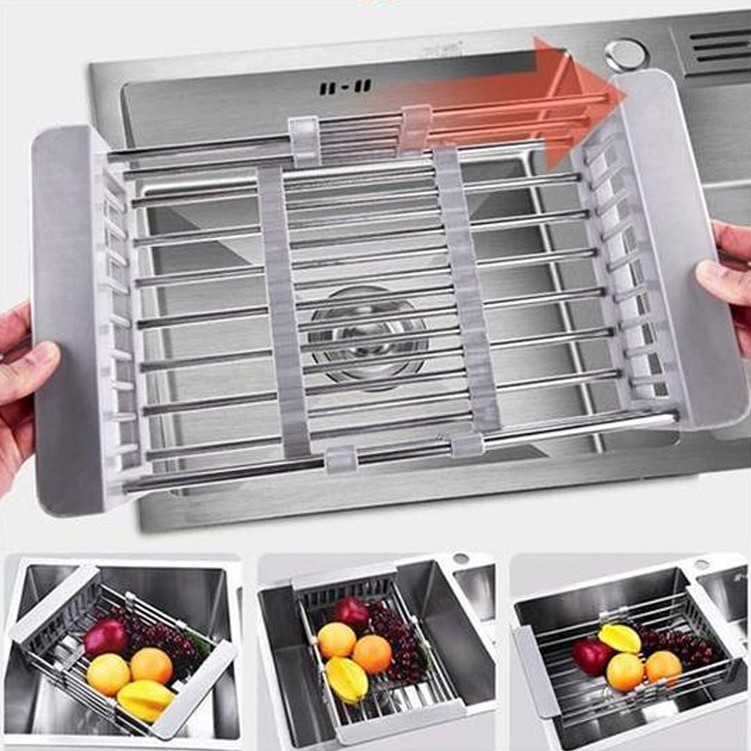Canasto Ajustable Escurridor Fregadero Domsa Para Verduras Y Platos Vta-002 image number 3.0