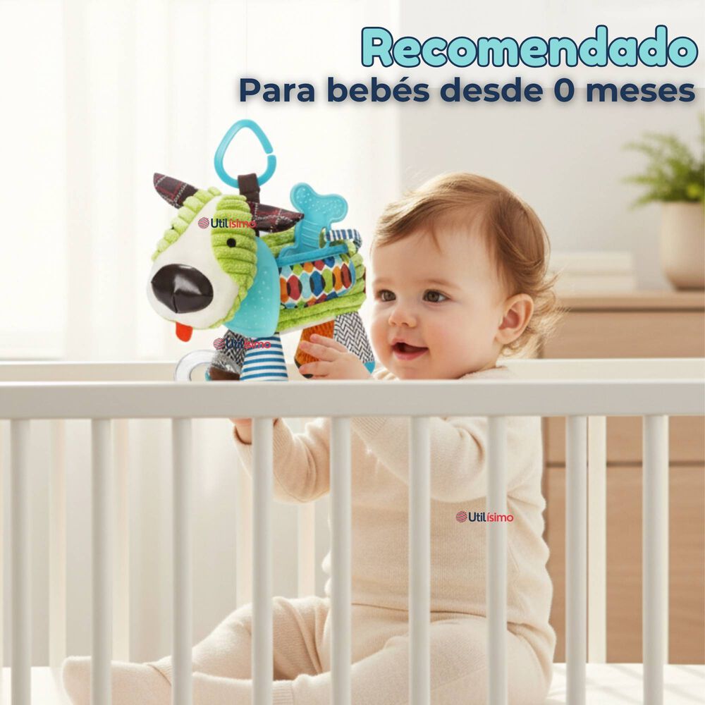 Juguete Peluche Animales Sensorial Con Mordedor Y Sonajero Dise&ntilde;o Perrito Ni&ntilde;a Y Ni&ntilde;o image number 3.0