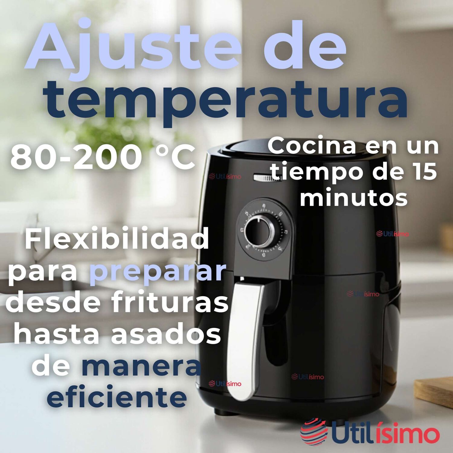 Freidora De Aire Premium 5 Litros 1350w+kit De 100 Forros De Papel Desechable image number 7.0