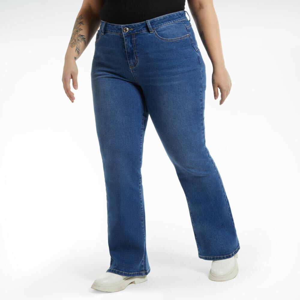 Jeans Talla Grande Wide Tiro Medio Flare Mujer Sexy Large image number 2.0