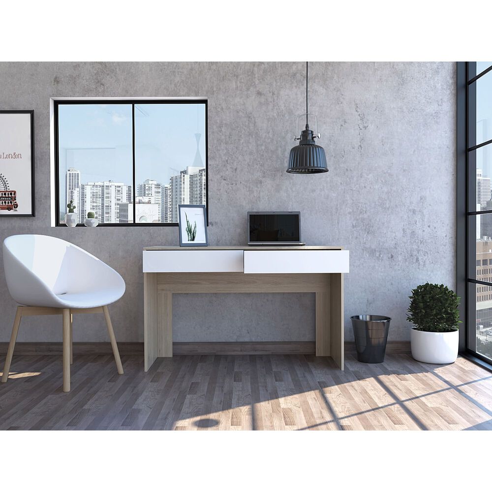 Escritorio 2 Cajones Fm-036c Caf&eacute; Claro Y Blanco image number 5.0