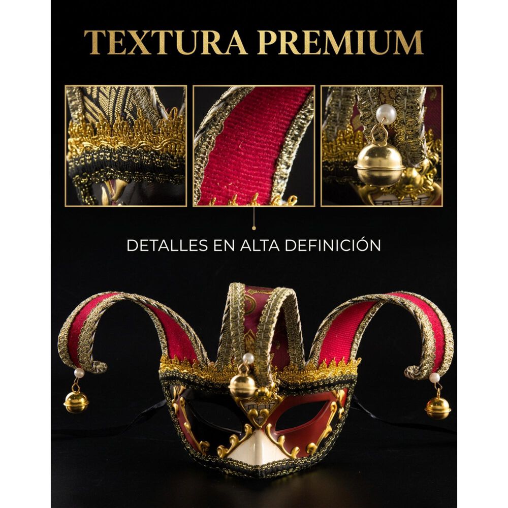 M&aacute;scara Buf&oacute;n Unisex Con Cascabeles Para Fiesta image number 26.0