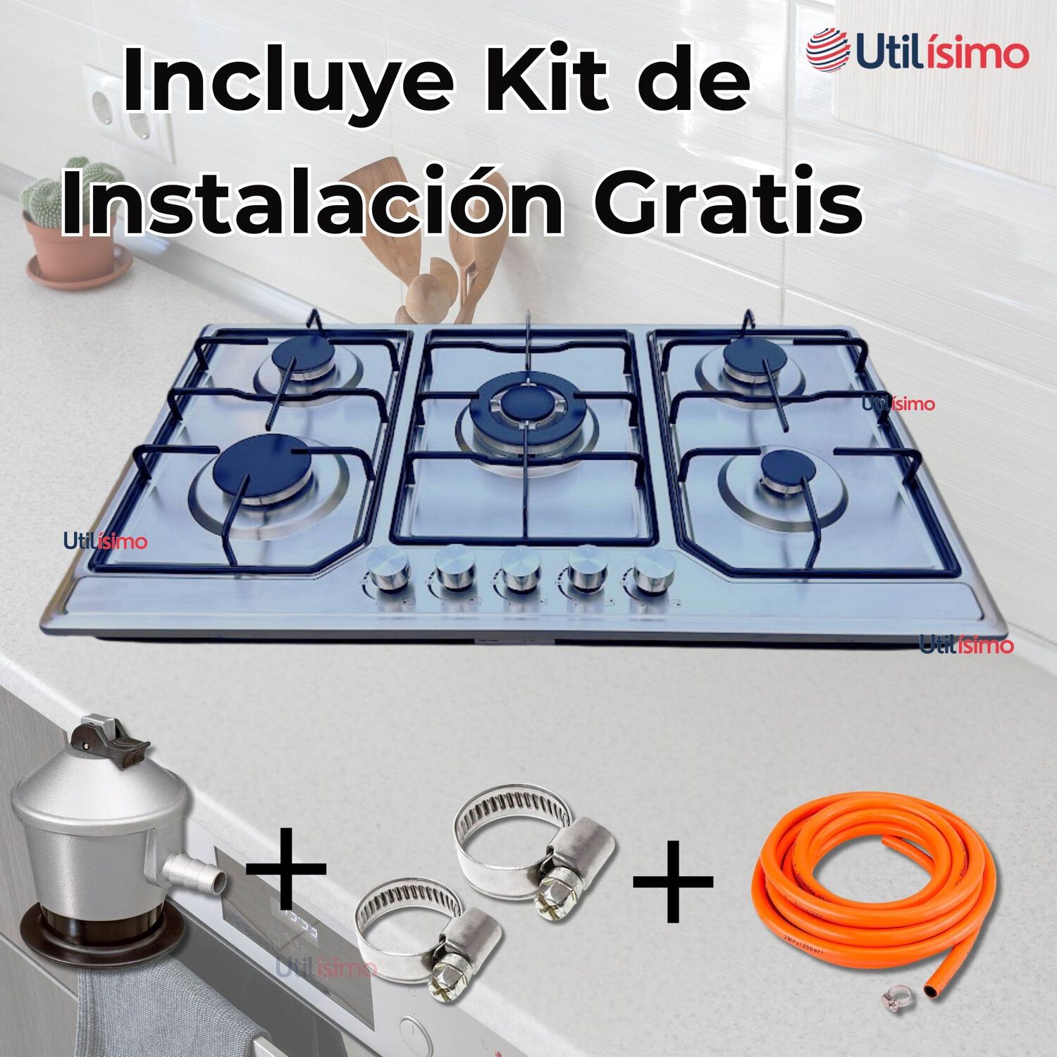 Cocina Encimera Gas Licuado 5 Platos + Kit De Instalaci&oacute;n image number 4.0