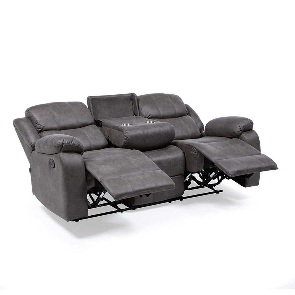 Sofa Gris 3 Cuerpos Reclinable Con Posavasos image number 3.0