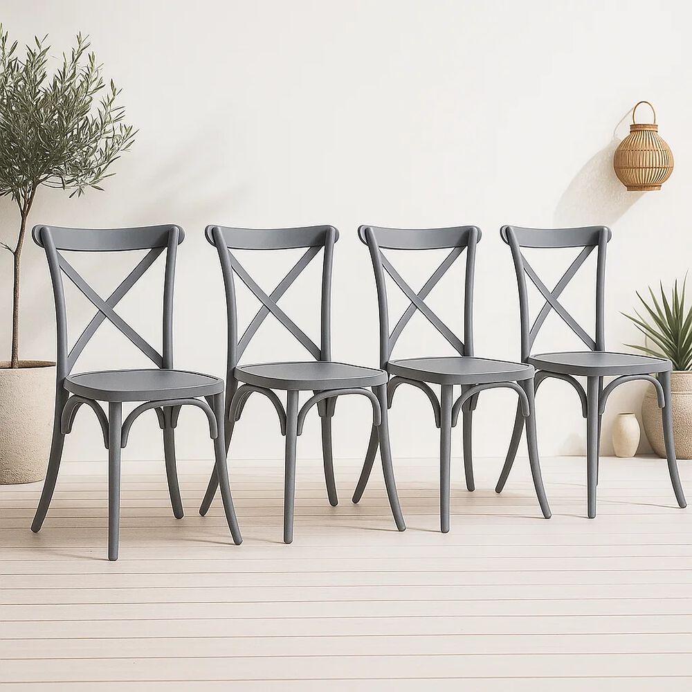 Pack 4 Sillas De Terraza O Comedor Crossback Danubio - Gris image number 1.0