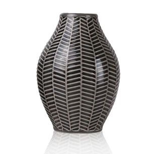 Set 2 Jarrones Dise&ntilde;o Hojas Gris