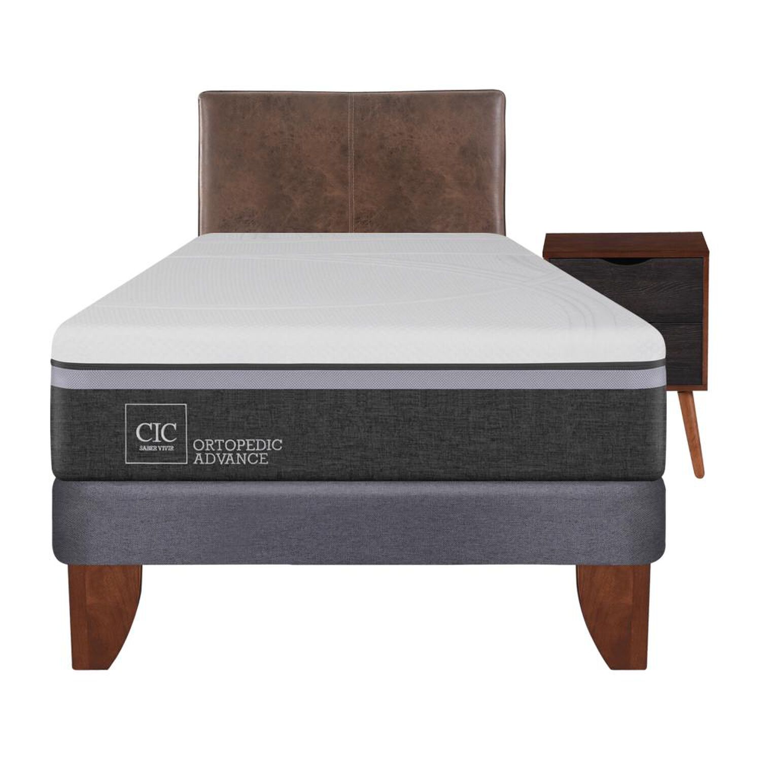 Cama Europea Cic Ortopedic Advance / 1.5 Plazas / Base Normal + Set De Maderas image number 0.0