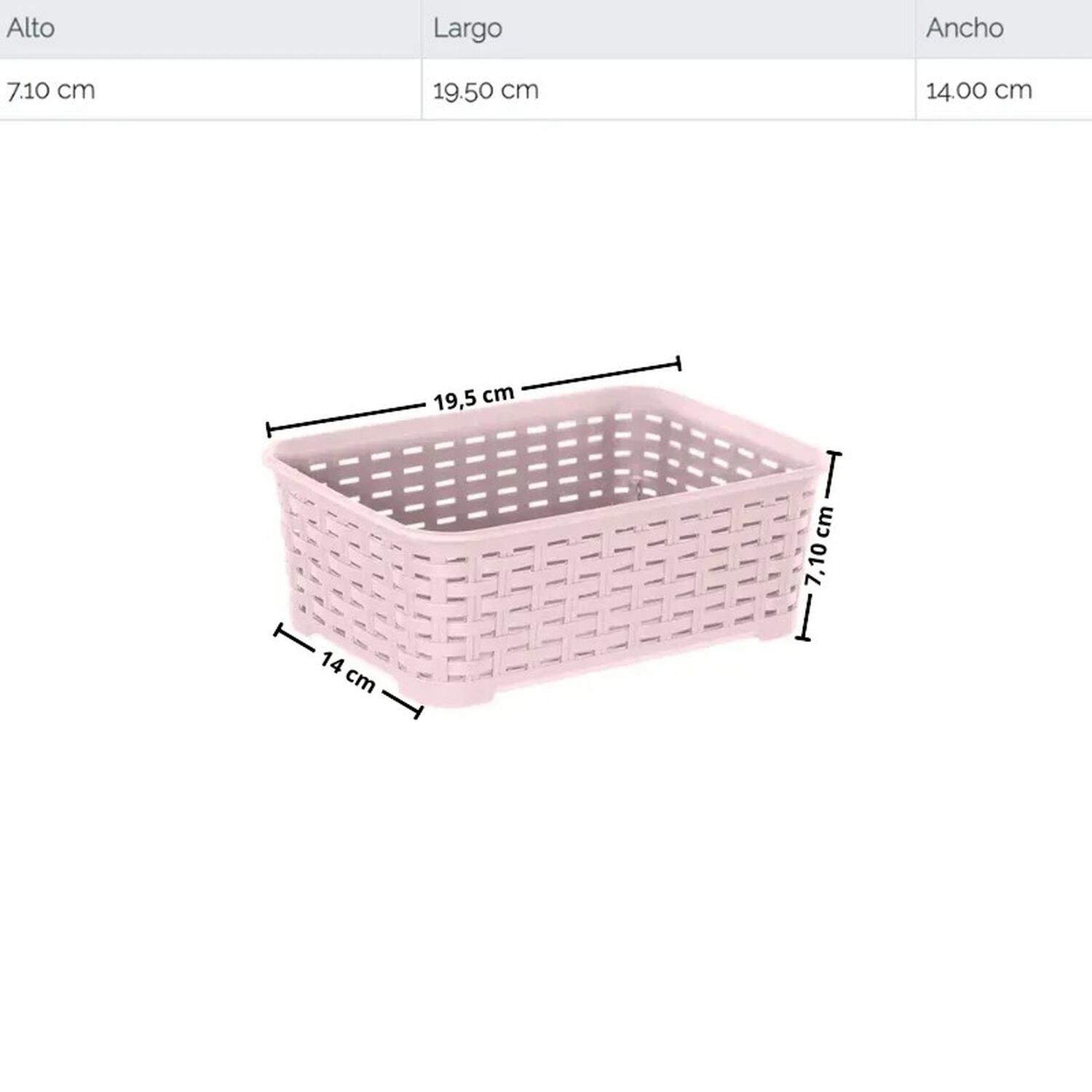 Canastilla Canasta Organizadora Multiusos Rattan 1.4 Litros Color Rosa image number 5.0