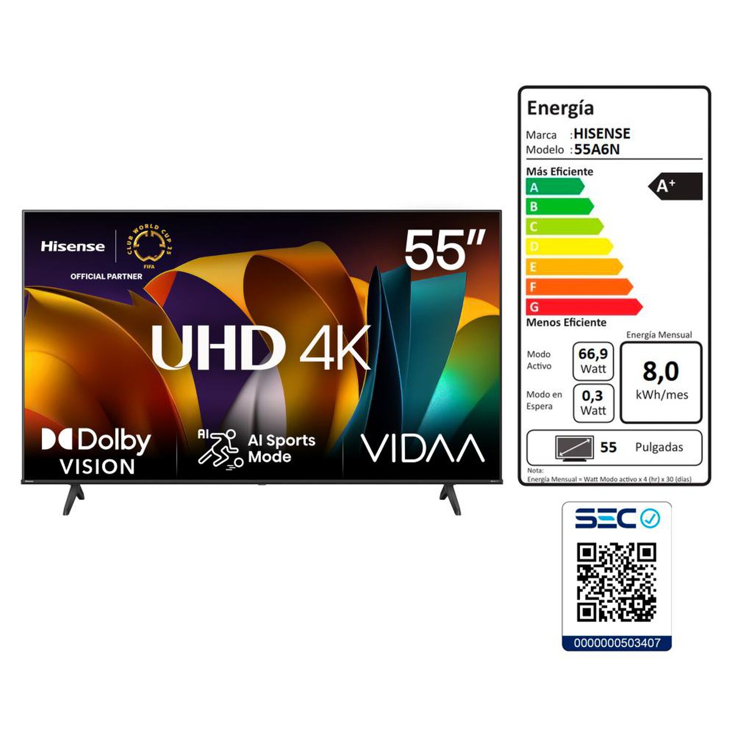 Led 55" Hisense 55A6N / Ultra HD 4K / Smart TV image number 10.0