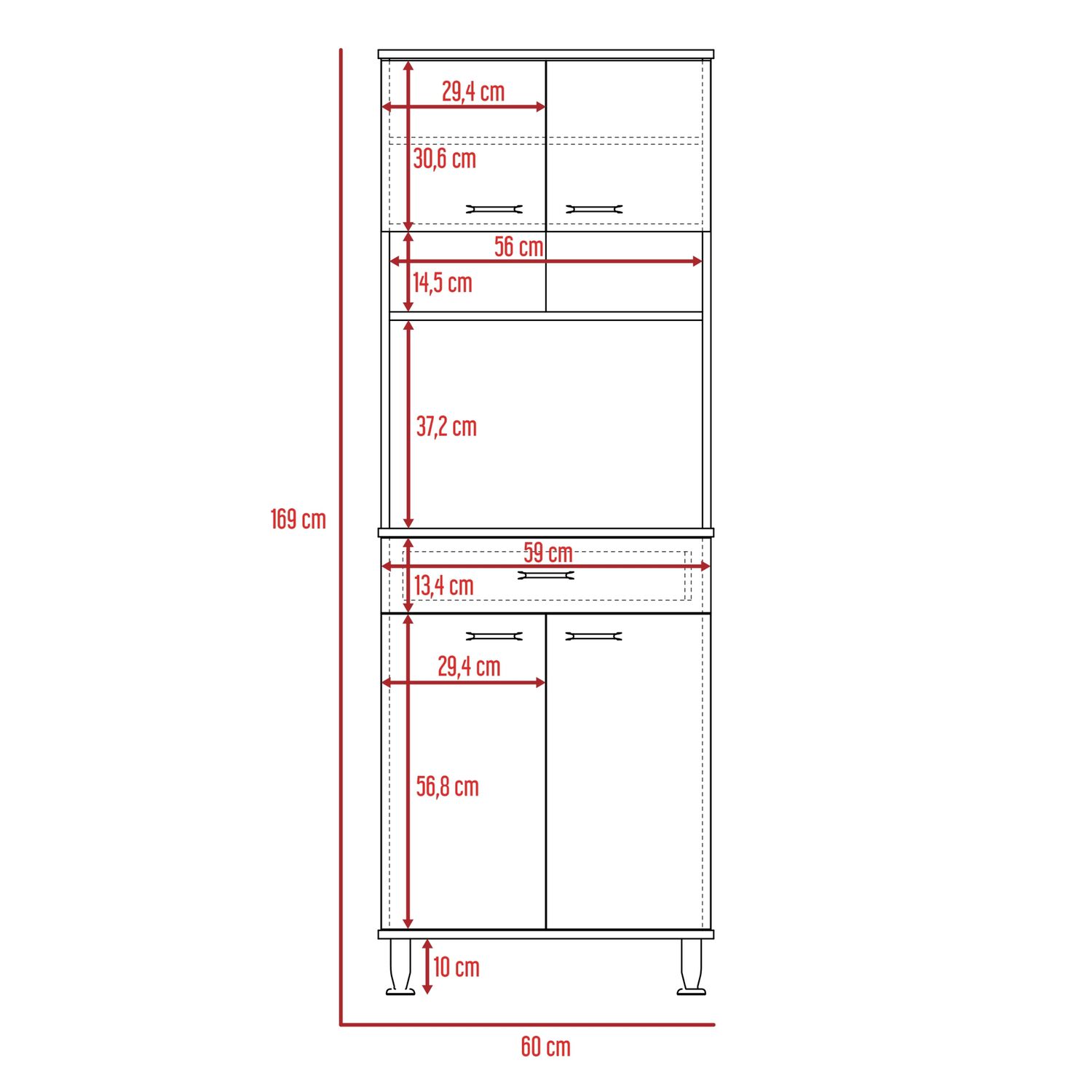 Mueble Microondas 4 Puertas 1 Cajon Fm-012b Blanco image number 8.0