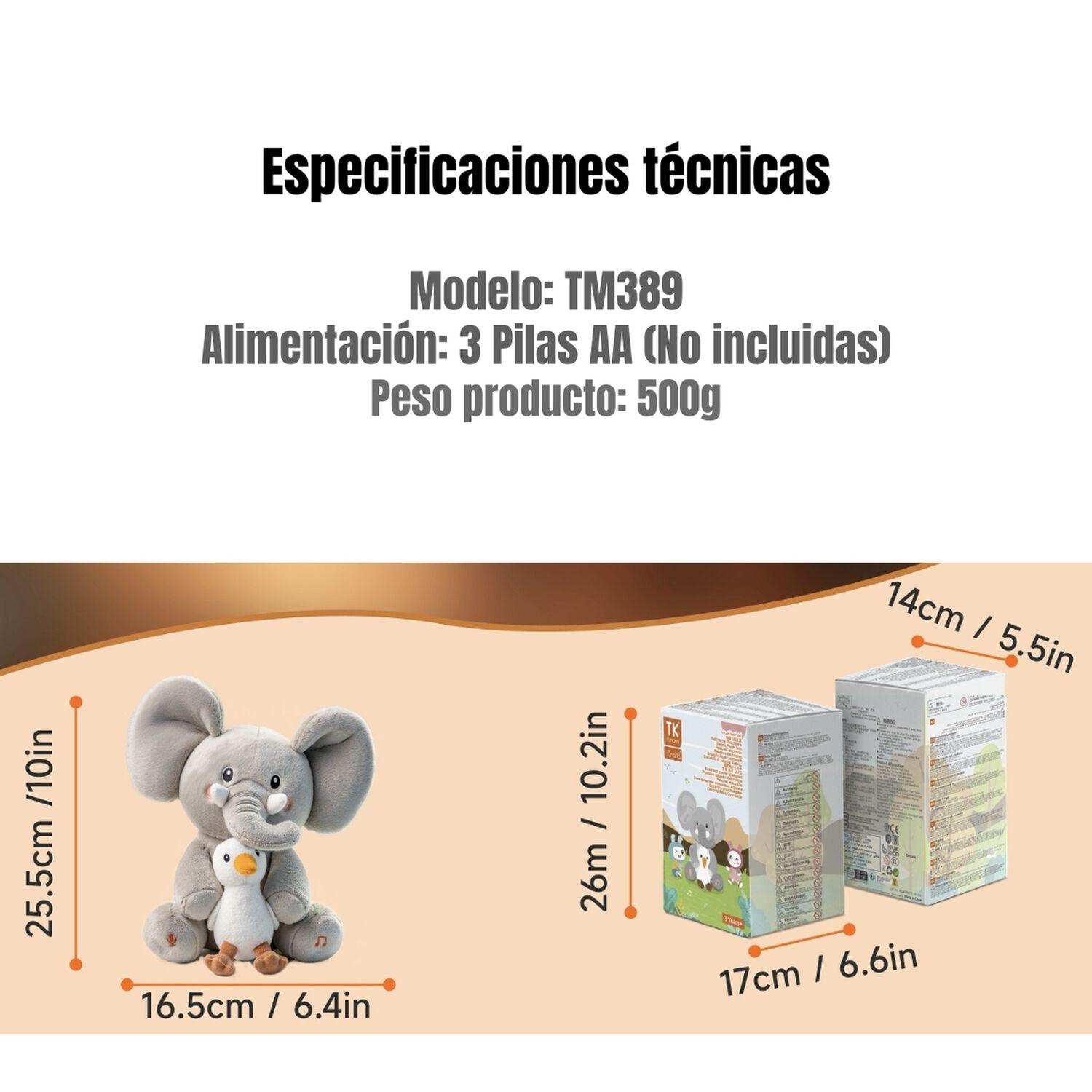 Peluche Elefante Interactivo Graba Canta Y Se Balancea Tm389 image number 15.0